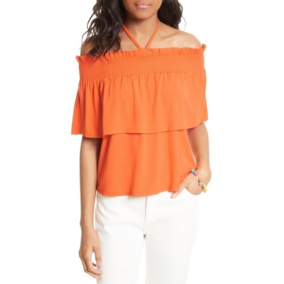 [Rebecca Minkoff] Bold Off the Shoulder Halter Top - Picture 1 of 5